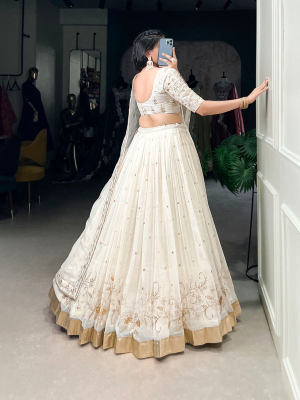 White Sequins and Embroidered Lehenga