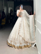 White Sequins and Embroidered Lehenga