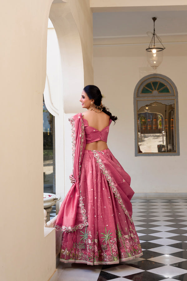 Gold Crush Sequins and Thread Embroidered Lehenga