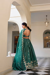 Gold Crush Sequins and Thread Embroidered Lehenga