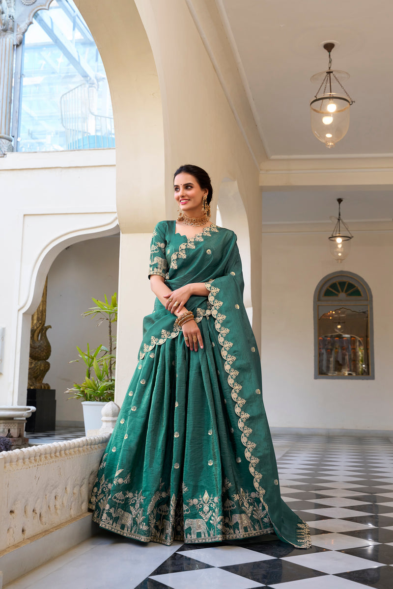 Gold Crush Sequins and Thread Embroidered Lehenga