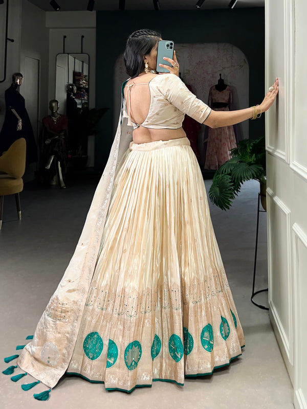 Pure Shimmer With Weaving Hand Work Lehenga