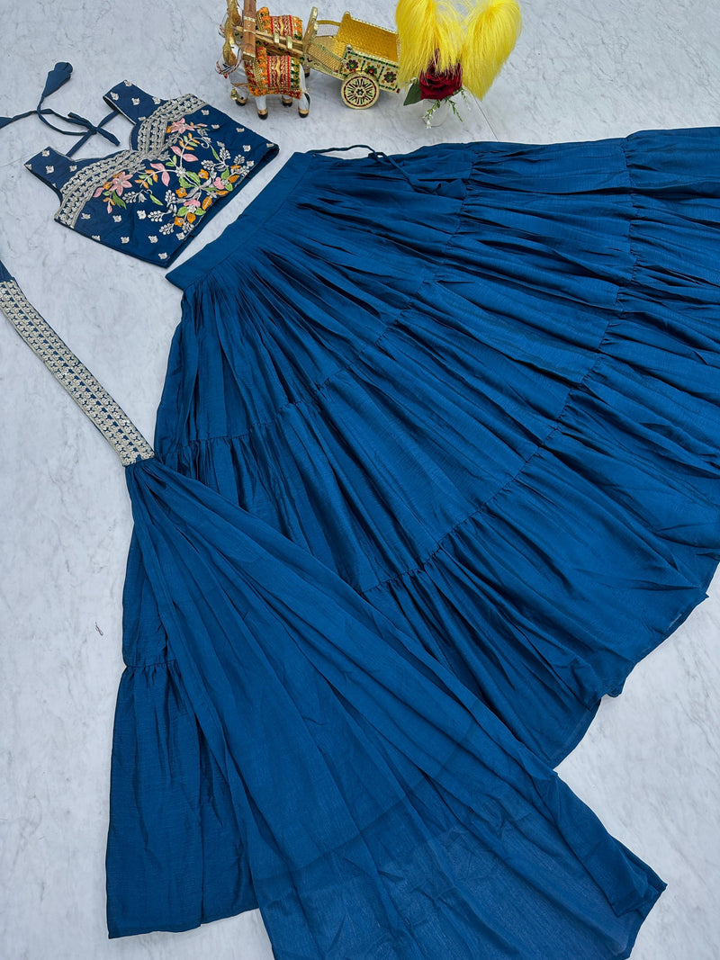 Exquisite Pure Chinon Choli and Lehenga Set