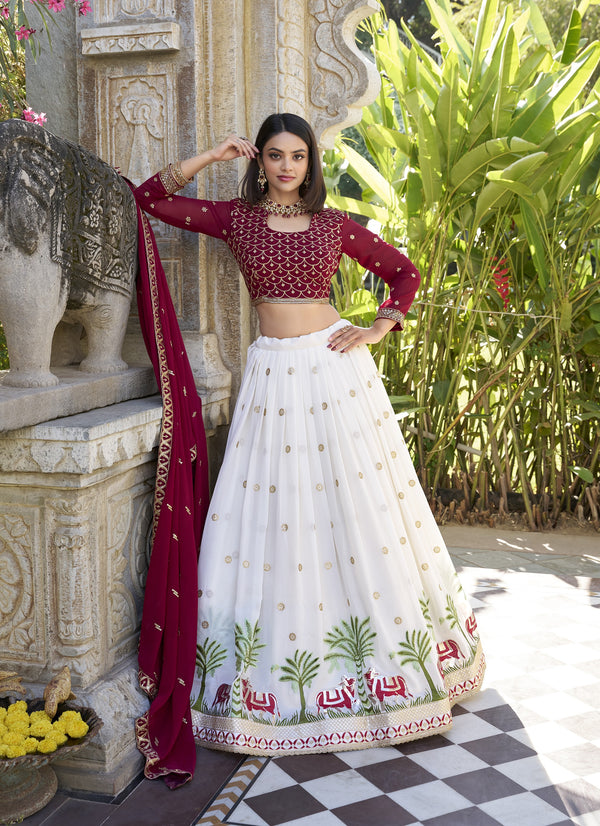 Stunning Georgette Lehenga Set with Sequins & Thread Embroidery