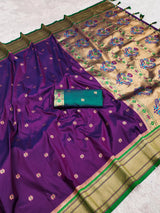 Elegant Soft Pethani Silk Saree with Zari & Meenakari Weaving