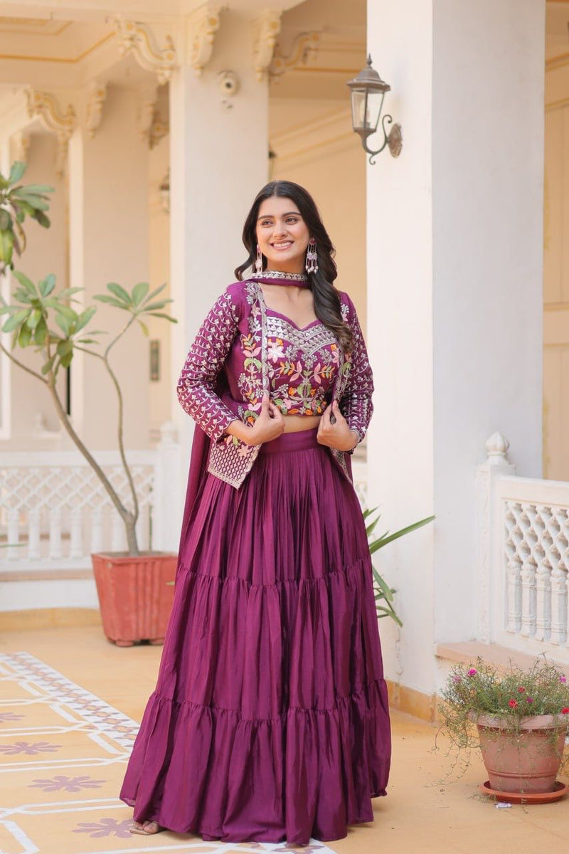 Exquisite Pure Chinon Choli and Lehenga Set