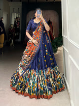 Kalamkari Art Silk Foil Work Lehenga