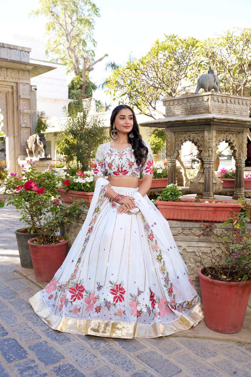 Luxurious Gold Crush Lehenga with Sequins & Embroidery