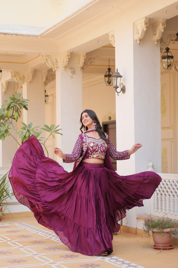 Exquisite Pure Chinon Choli and Lehenga Set