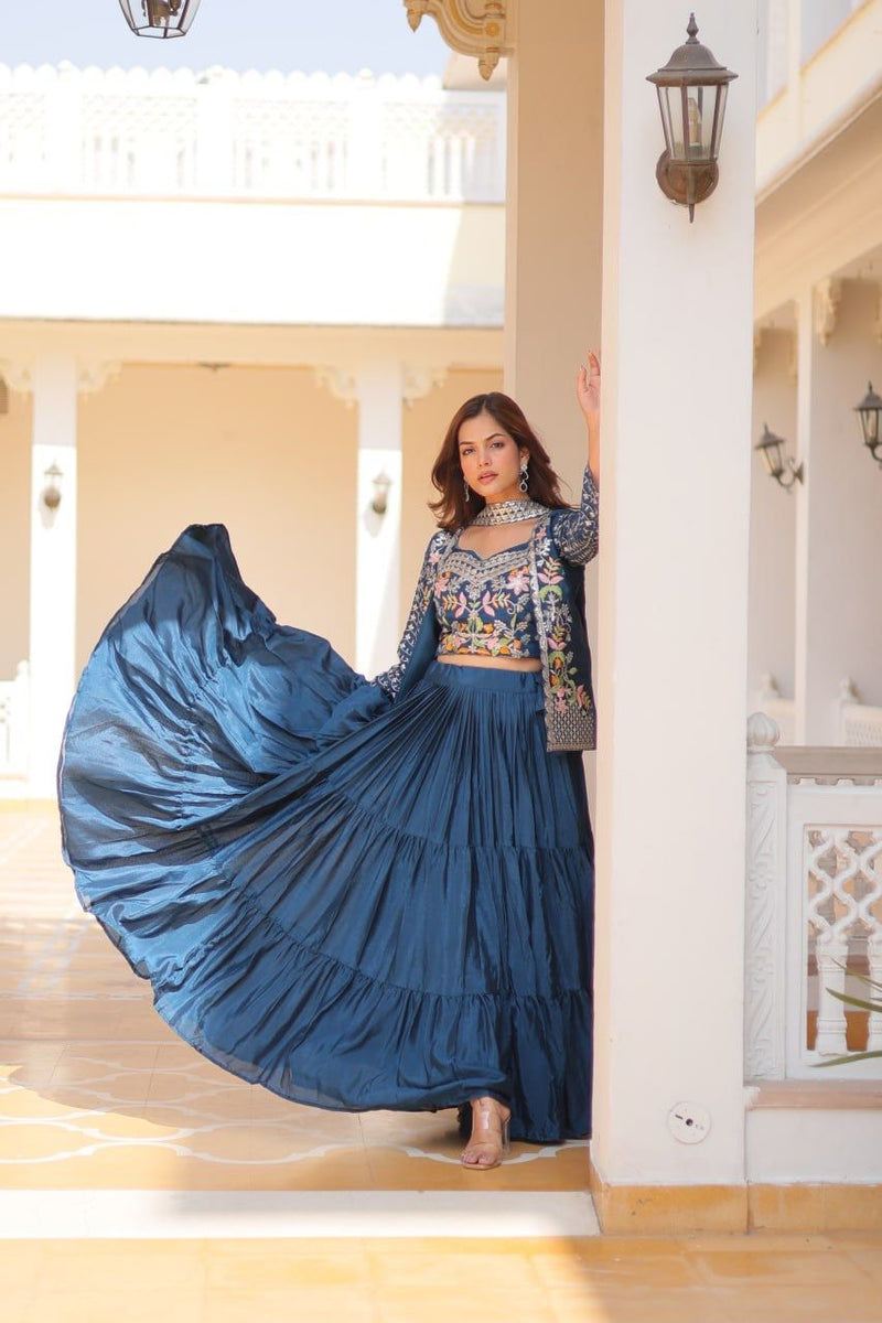 Exquisite Pure Chinon Choli and Lehenga Set