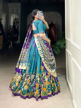 Kalamkari Art Silk Foil Work Lehenga