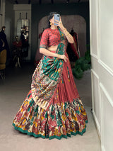 Kalamkari Art Silk Foil Work Lehenga