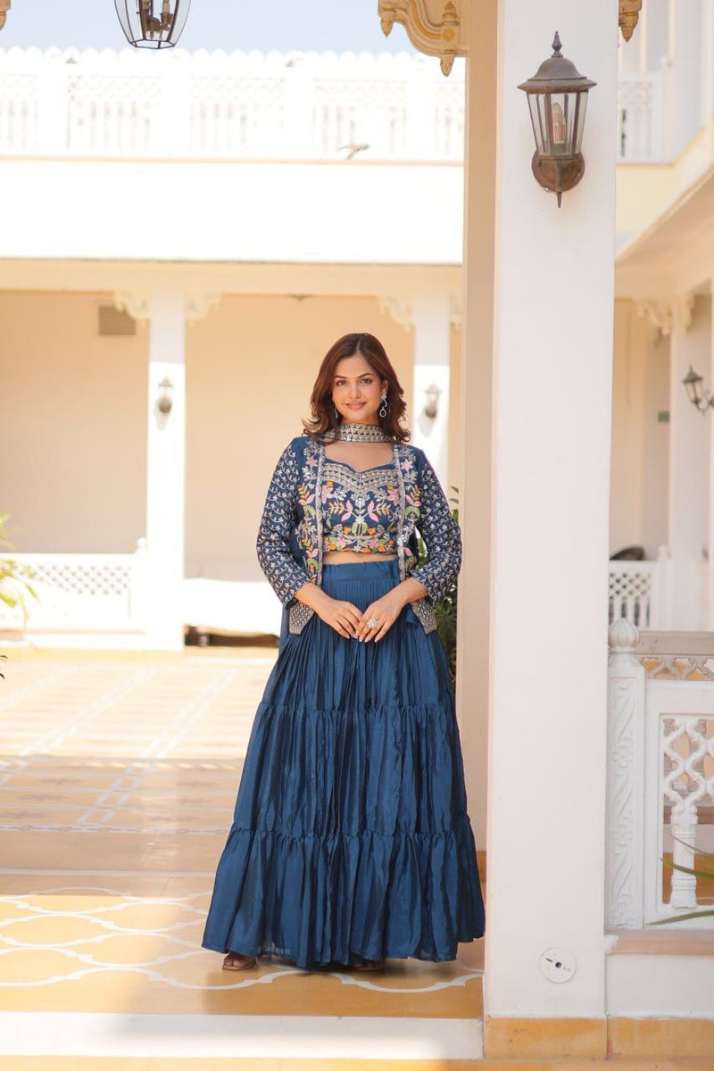 Exquisite Pure Chinon Choli and Lehenga Set