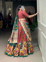 Kalamkari Art Silk Foil Work Lehenga
