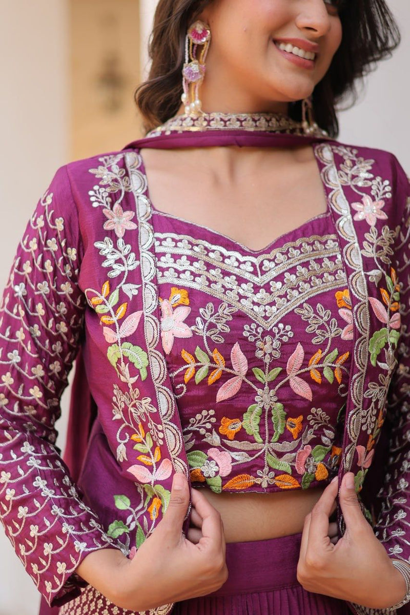 Exquisite Pure Chinon Choli and Lehenga Set
