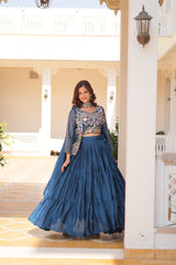 Exquisite Pure Chinon Choli and Lehenga Set