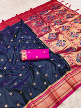 Elegant Soft Pethani Silk Saree with Zari & Meenakari Weaving