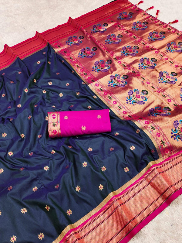 Elegant Soft Pethani Silk Saree with Zari & Meenakari Weaving