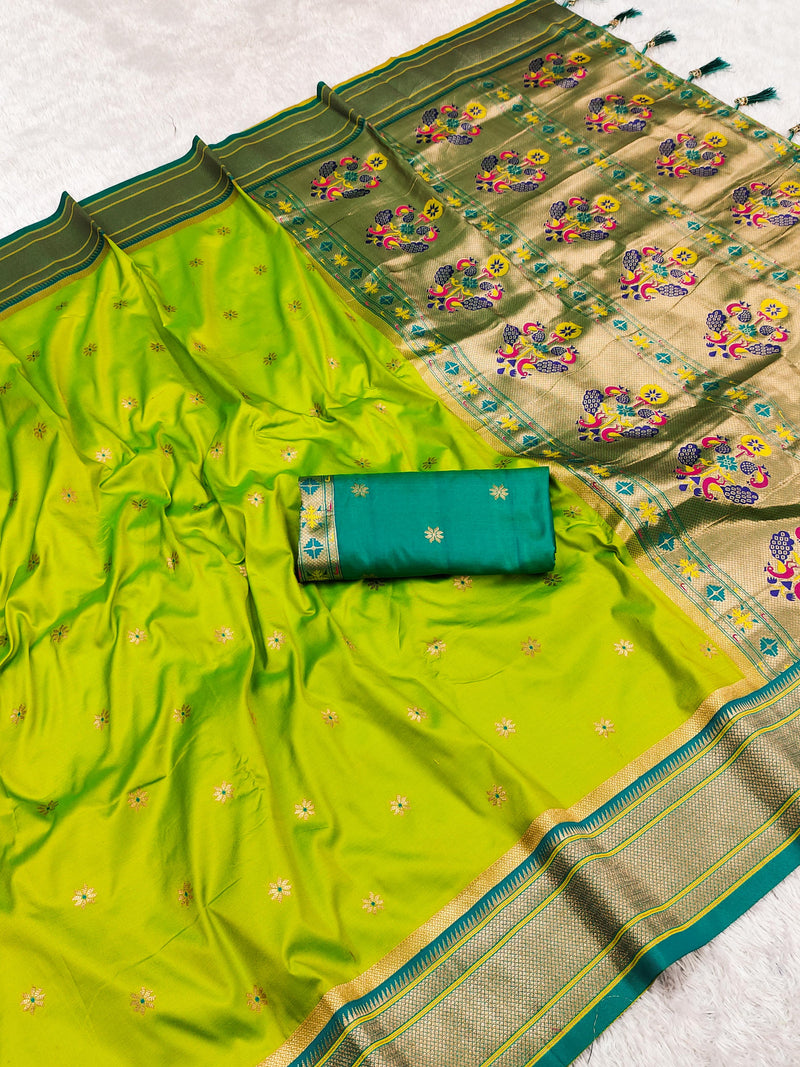Elegant Soft Pethani Silk Saree with Zari & Meenakari Weaving