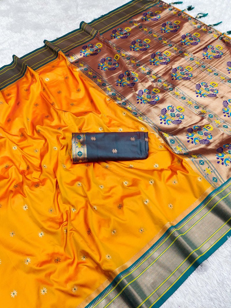 Elegant Soft Pethani Silk Saree with Zari & Meenakari Weaving