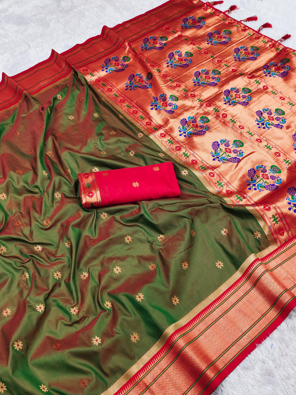 Elegant Soft Pethani Silk Saree with Zari & Meenakari Weaving