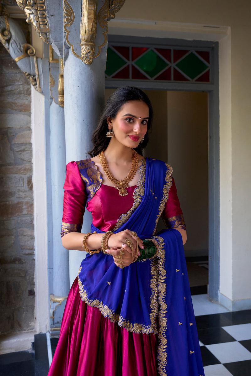 Zari Weaving Pattu Silk Lehenga