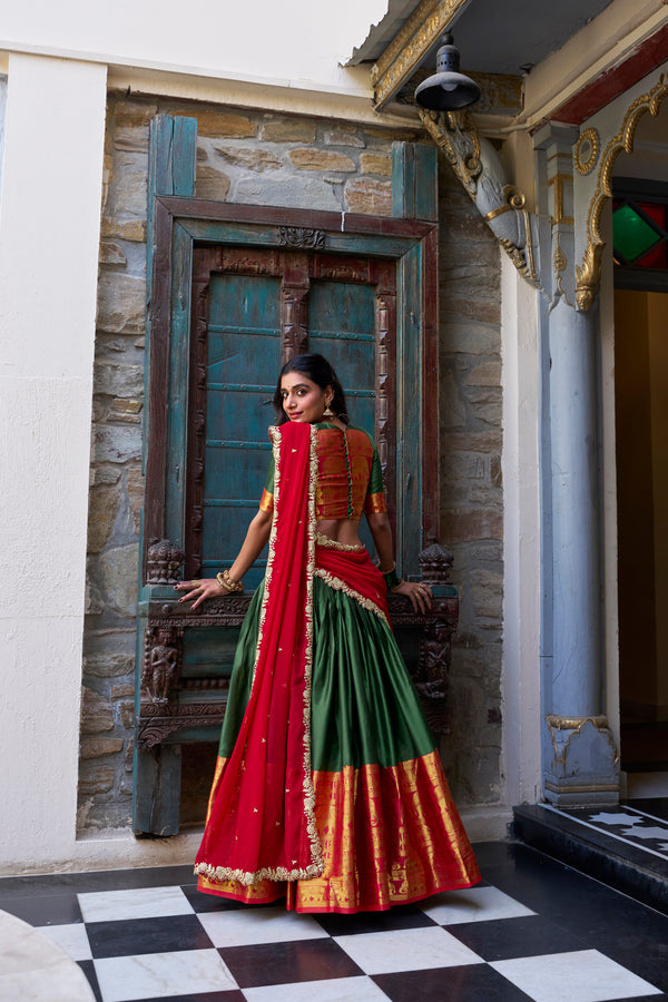 Zari Weaving Pattu Silk Lehenga