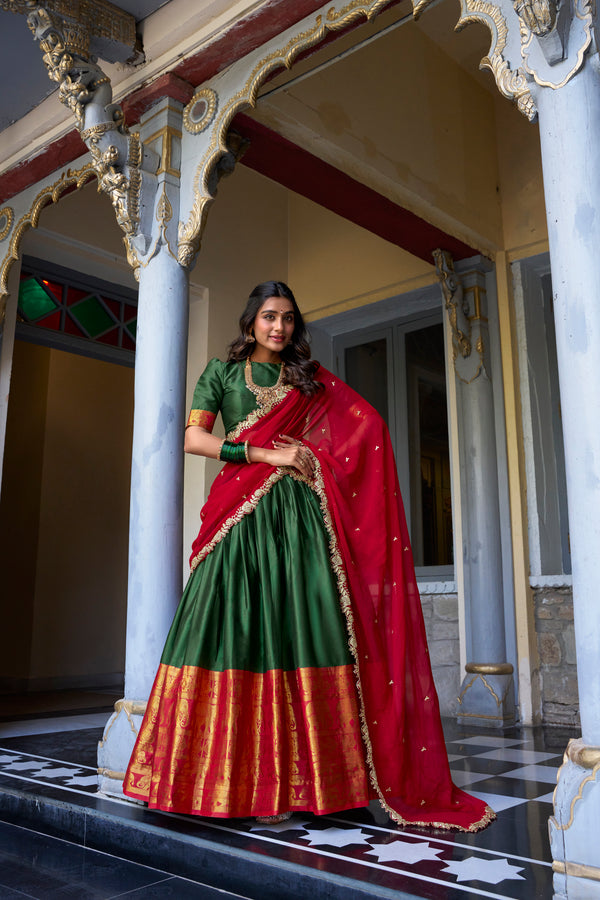 Zari Weaving Pattu Silk Lehenga