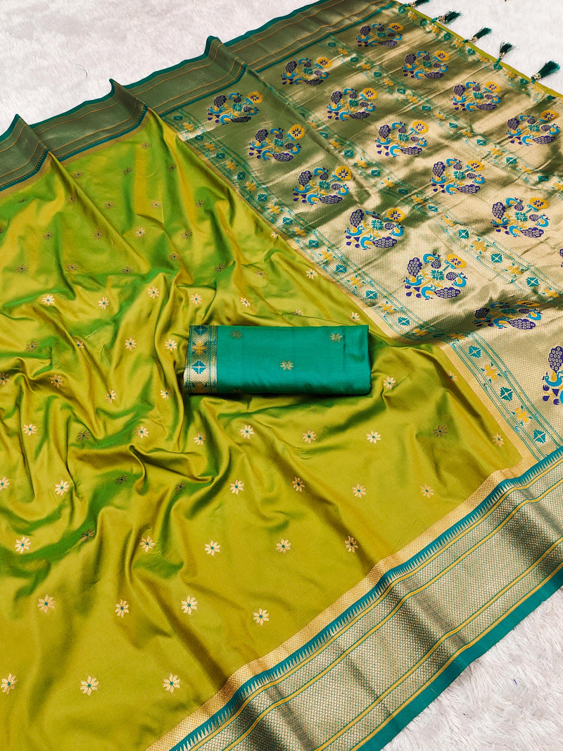 Elegant Soft Pethani Silk Saree with Zari & Meenakari Weaving
