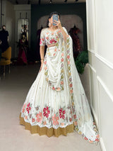 Luxurious Gold Crush Lehenga with Sequins & Embroidery