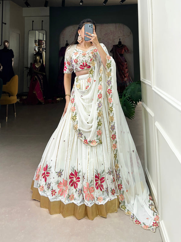 Luxurious Gold Crush Lehenga with Sequins & Embroidery