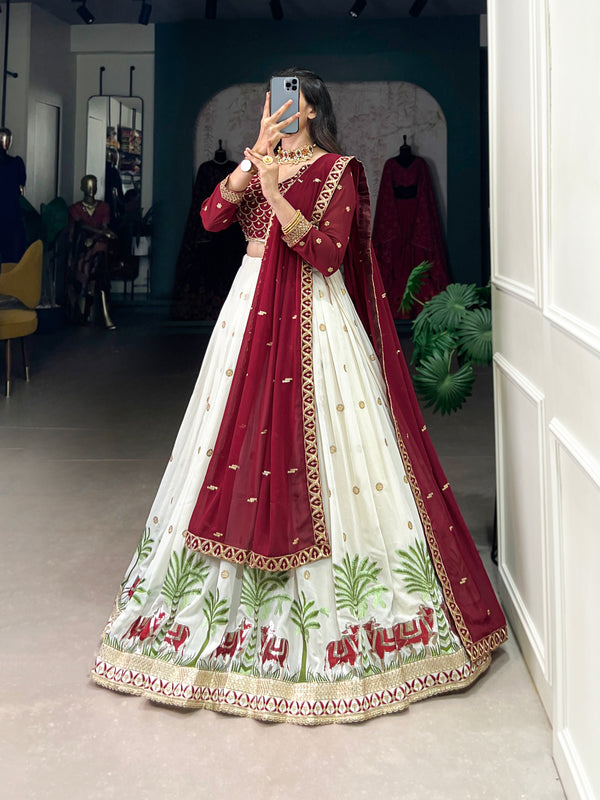 Stunning Georgette Lehenga Set with Sequins & Thread Embroidery