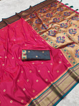 Elegant Soft Pethani Silk Saree with Zari & Meenakari Weaving