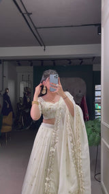 White Sequins and Embroidered Lehenga
