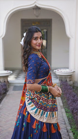 Kalamkari Art Silk Foil Work Lehenga