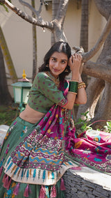 Kalamkari Art Silk Foil Work Lehenga